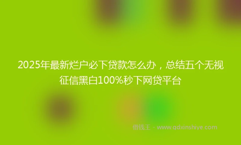 2025年最新烂户必下贷款怎么办，总结五个无视征信黑白100%秒下网贷平台