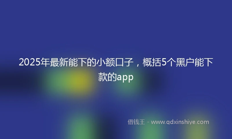 2025年最新能下的小额口子，概括5个黑户能下款的app