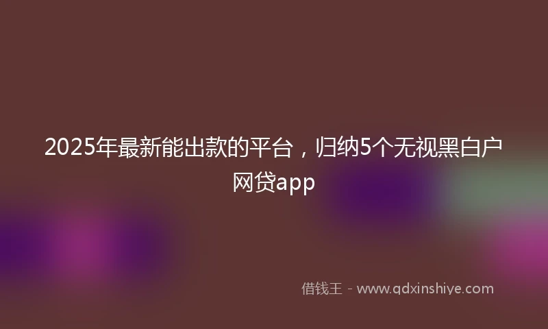 2025年最新能出款的平台，归纳5个无视黑白户网贷app