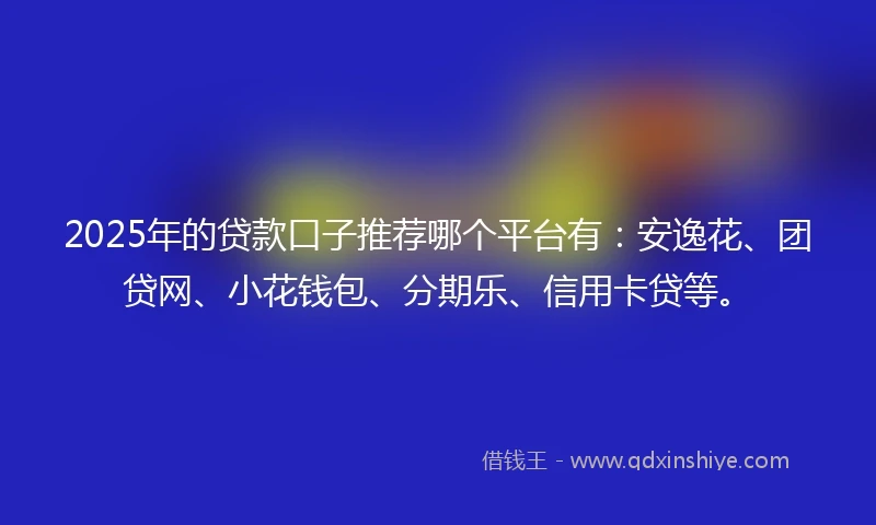 2025年的贷款口子推荐哪个平台有：安逸花、团贷网、小花钱包、分期乐、信用卡贷等。