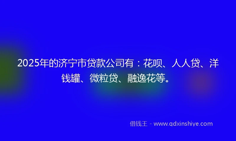 2025年的济宁市贷款公司有：花呗、人人贷、洋钱罐、微粒贷、融逸花等。