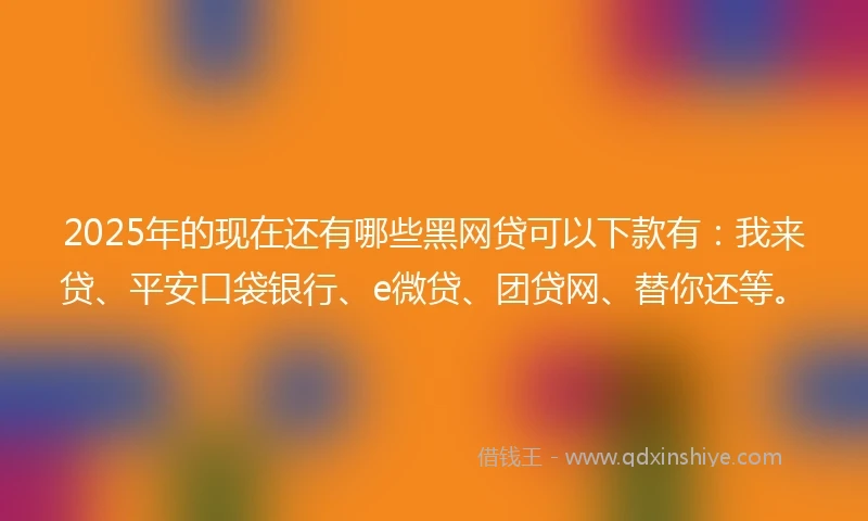 2025年的现在还有哪些黑网贷可以下款有：我来贷、平安口袋银行、e微贷、团贷网、替你还等。