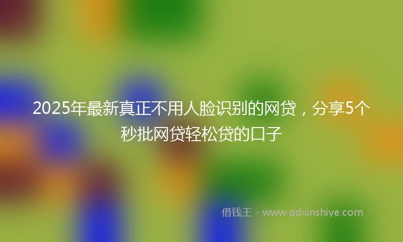 2025年最新真正不用人脸识别的网贷，分享5个秒批网贷轻松贷的口子