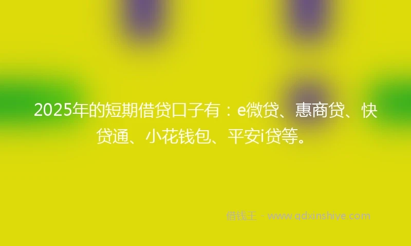 2025年的短期借贷口子有：e微贷、惠商贷、快贷通、小花钱包、平安i贷等。