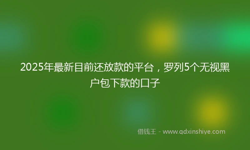 2025年最新目前还放款的平台，罗列5个无视黑户包下款的口子