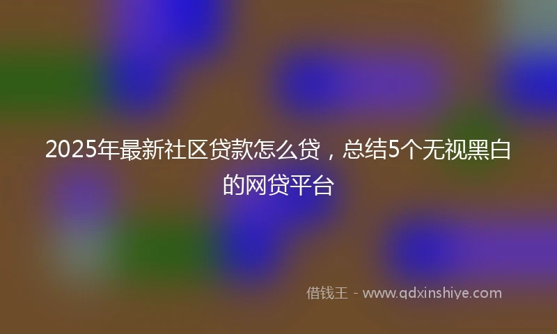 2025年最新社区贷款怎么贷，总结5个无视黑白的网贷平台