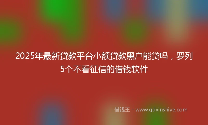 2025年最新贷款平台小额贷款黑户能贷吗，罗列5个不看征信的借钱软件