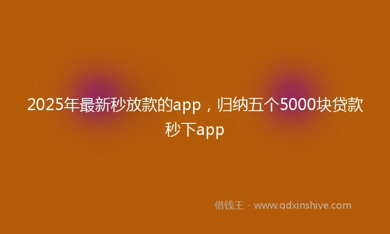 2025年最新秒放款的app，归纳五个5000块贷款秒下app