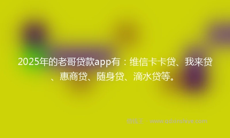 2025年的老哥贷款app有：维信卡卡贷、我来贷、惠商贷、随身贷、滴水贷等。