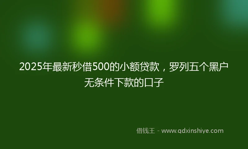 2025年最新秒借500的小额贷款，罗列五个黑户无条件下款的口子