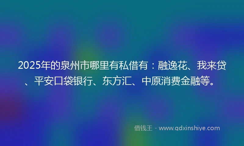 2025年的泉州市哪里有私借有：融逸花、我来贷、平安口袋银行、东方汇、中原消费金融等。
