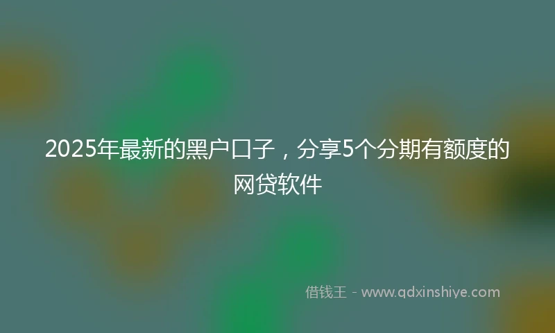 2025年最新的黑户口子，分享5个分期有额度的网贷软件