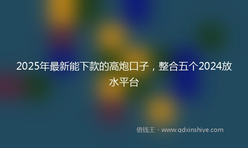 2025年最新能下款的高炮口子，整合五个2024放水平台