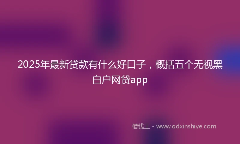 2025年最新贷款有什么好口子，概括五个无视黑白户网贷app