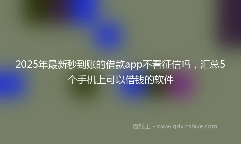 2025年最新秒到账的借款app不看征信吗，汇总5个手机上可以借钱的软件