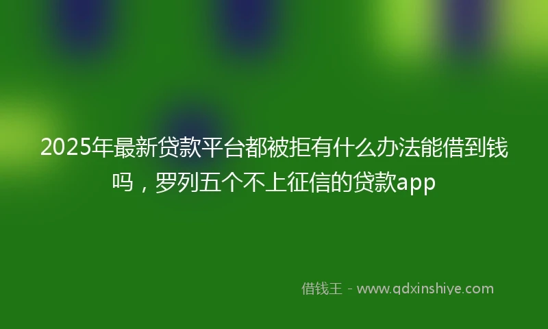 2025年最新贷款平台都被拒有什么办法能借到钱吗，罗列五个不上征信的贷款app