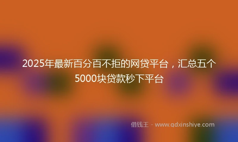 2025年最新百分百不拒的网贷平台，汇总五个5000块贷款秒下平台