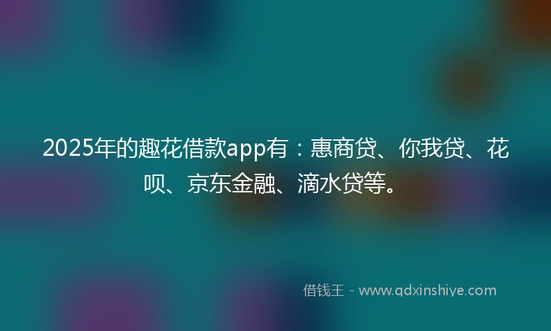 2025年的趣花借款app有:惠商贷、你我贷、花呗、京东金融、滴水贷等。