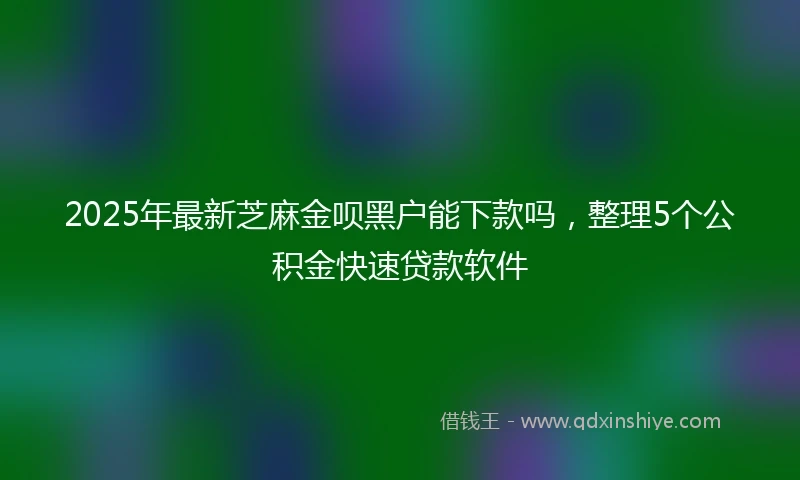 2025年最新芝麻金呗黑户能下款吗，整理5个公积金快速贷款软件