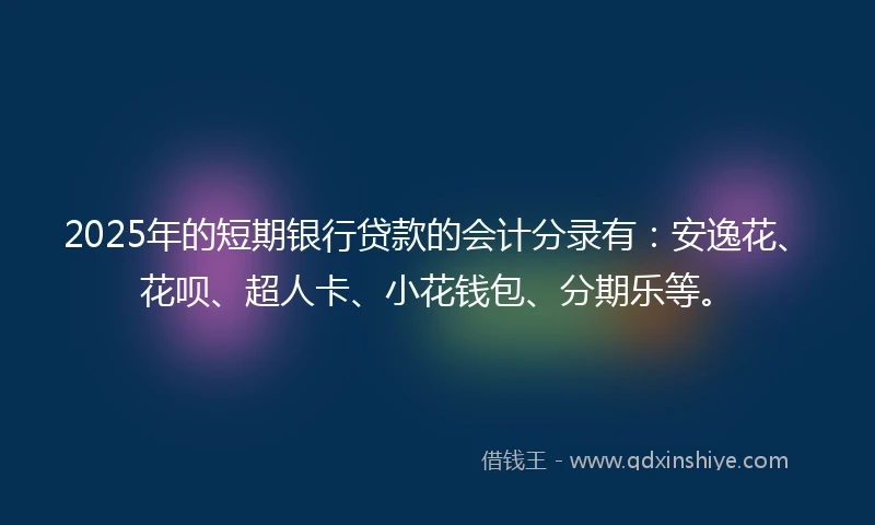 2025年的短期银行贷款的会计分录有：安逸花、花呗、超人卡、小花钱包、分期乐等。