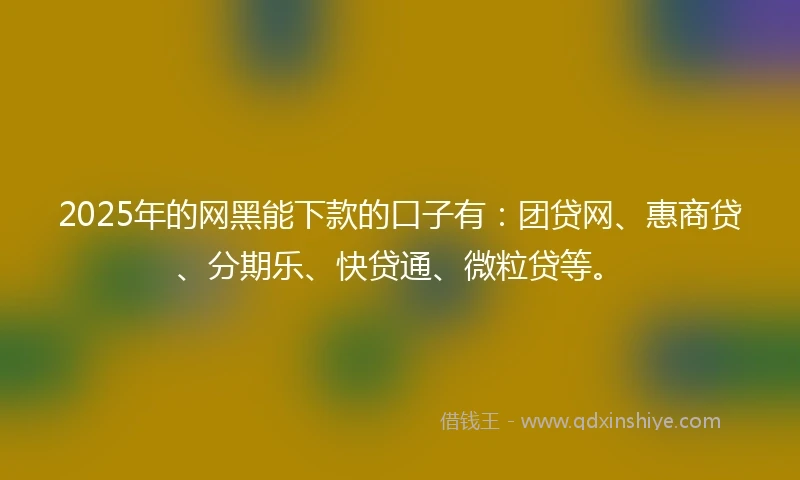 2025年的网黑能下款的口子有：团贷网、惠商贷、分期乐、快贷通、微粒贷等。