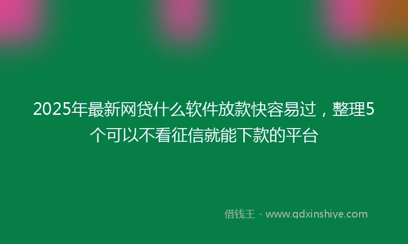 2025年最新网贷什么软件放款快容易过，整理5个可以不看征信就能下款的平台
