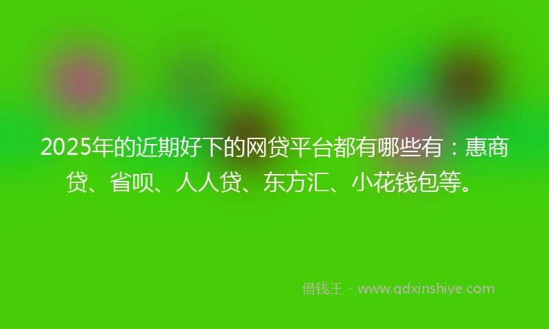 2025年的近期好下的网贷平台都有哪些有:惠商贷、省呗、人人贷、东方汇、小花钱包等。