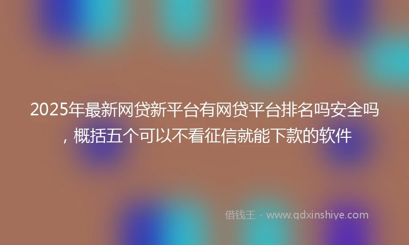 2025年最新网贷新平台有网贷平台排名吗安全吗，概括五个可以不看征信就能下款的软件