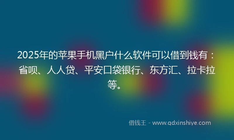 2025年的苹果手机黑户什么软件可以借到钱有：省呗、人人贷、平安口袋银行、东方汇、拉卡拉等。