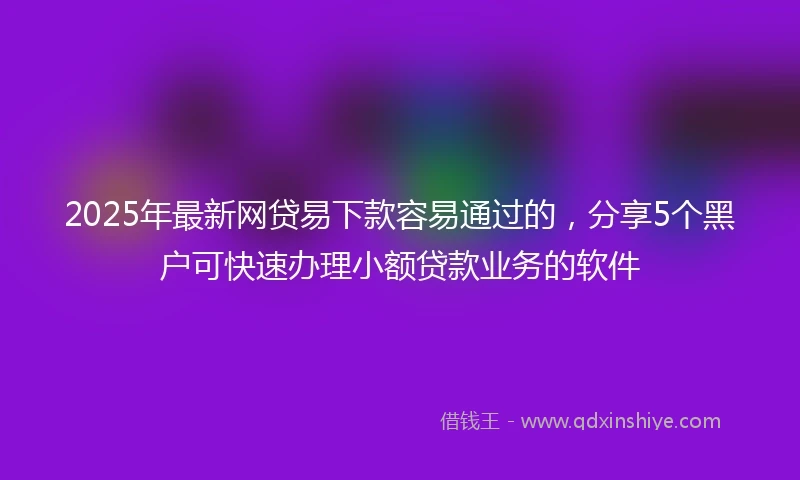 2025年最新网贷易下款容易通过的，分享5个黑户可快速办理小额贷款业务的软件
