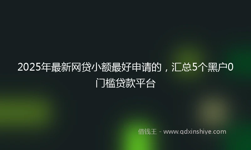2025年最新网贷小额最好申请的，汇总5个黑户0门槛贷款平台