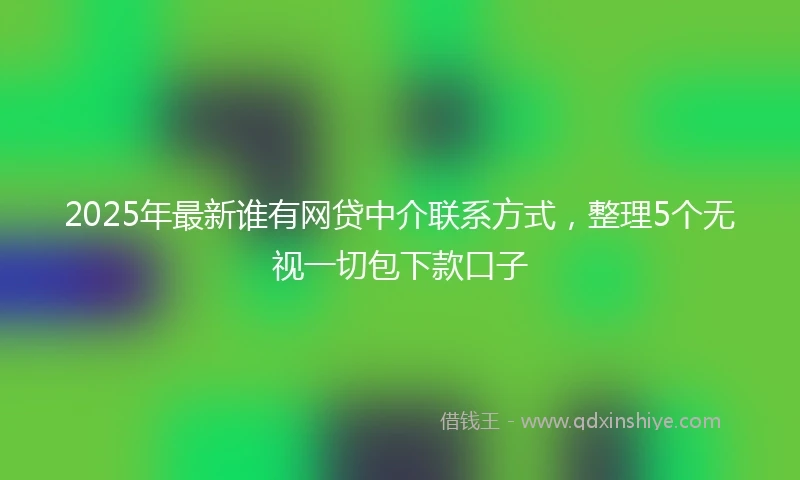 2025年最新谁有网贷中介联系方式，整理5个无视一切包下款口子