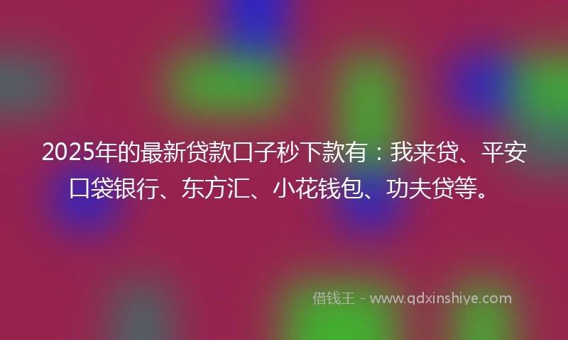 2025年的最新贷款口子秒下款有：我来贷、平安口袋银行、东方汇、小花钱包、功夫贷等。