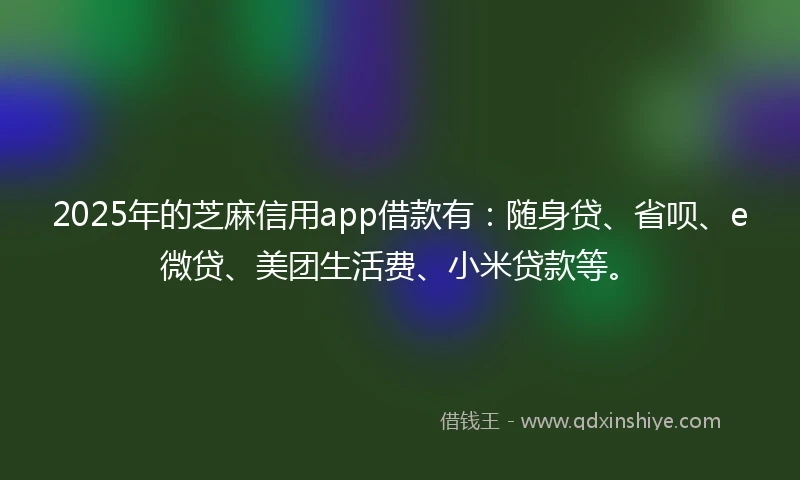 2025年的芝麻信用app借款有：随身贷、省呗、e微贷、美团生活费、小米贷款等。