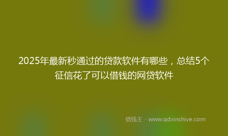 2025年最新秒通过的贷款软件有哪些，总结5个征信花了可以借钱的网贷软件