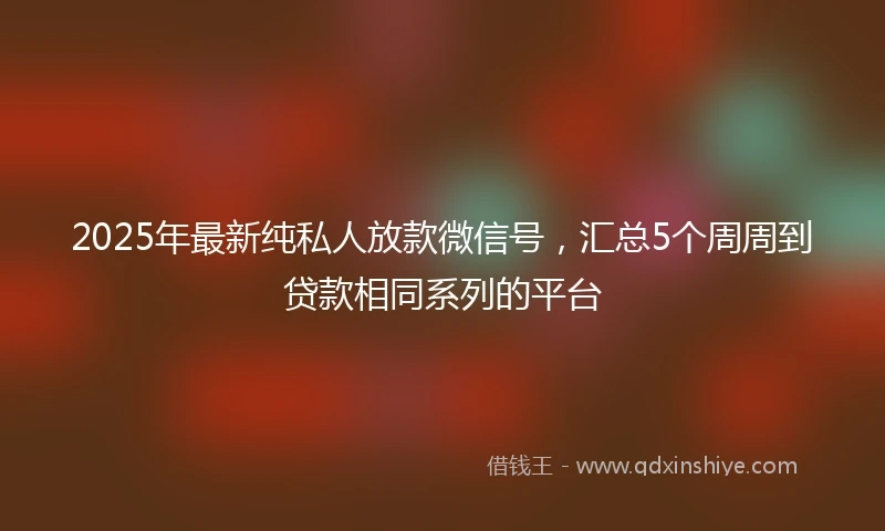 2025年最新纯私人放款微信号，汇总5个周周到贷款相同系列的平台