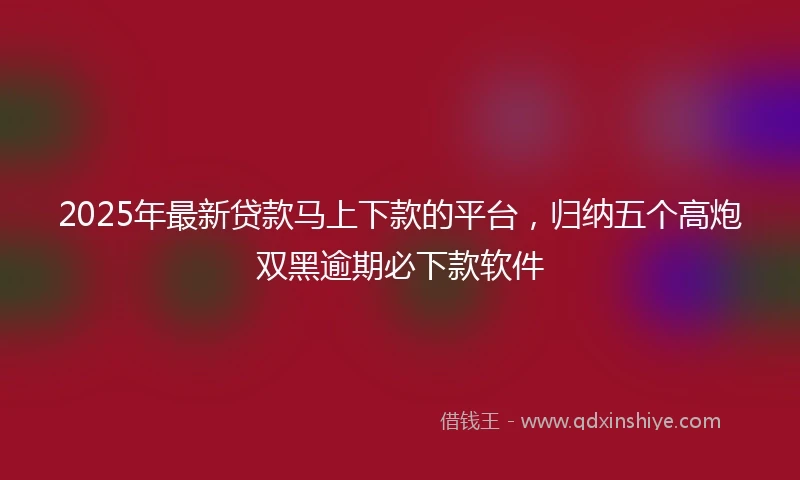 2025年最新贷款马上下款的平台，归纳五个高炮双黑逾期必下款软件