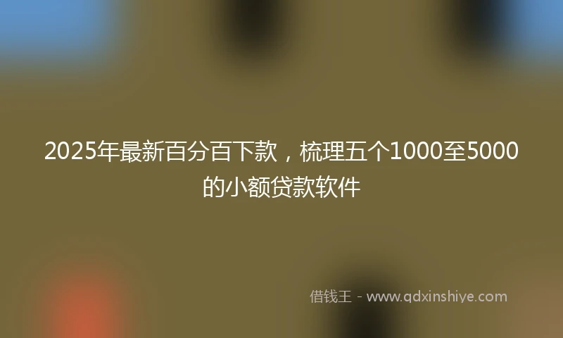 2025年最新百分百下款，梳理五个1000至5000的小额贷款软件