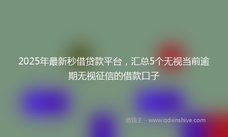 2025年最新秒借贷款平台，汇总5个无视当前逾期无视征信的借款口子