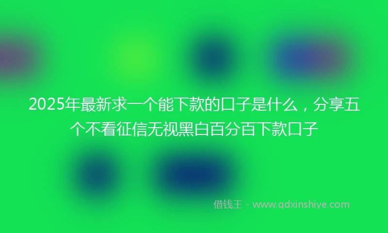 2025年最新求一个能下款的口子是什么，分享五个不看征信无视黑白百分百下款口子