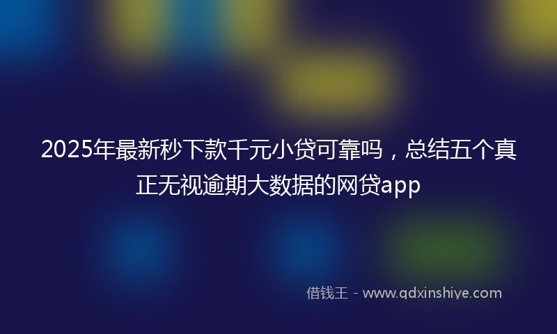 2025年最新秒下款千元小贷可靠吗，总结五个真正无视逾期大数据的网贷app