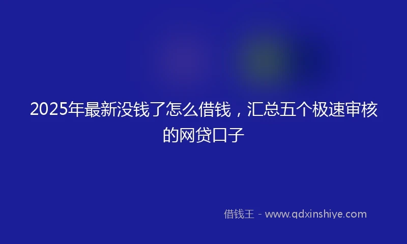 2025年最新没钱了怎么借钱，汇总五个极速审核的网贷口子