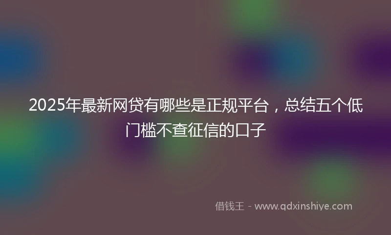 2025年最新网贷有哪些是正规平台，总结五个低门槛不查征信的口子