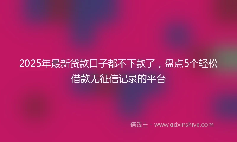 2025年最新贷款口子都不下款了，盘点5个轻松借款无征信记录的平台