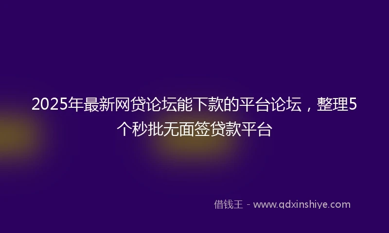 2025年最新网贷论坛能下款的平台论坛，整理5个秒批无面签贷款平台