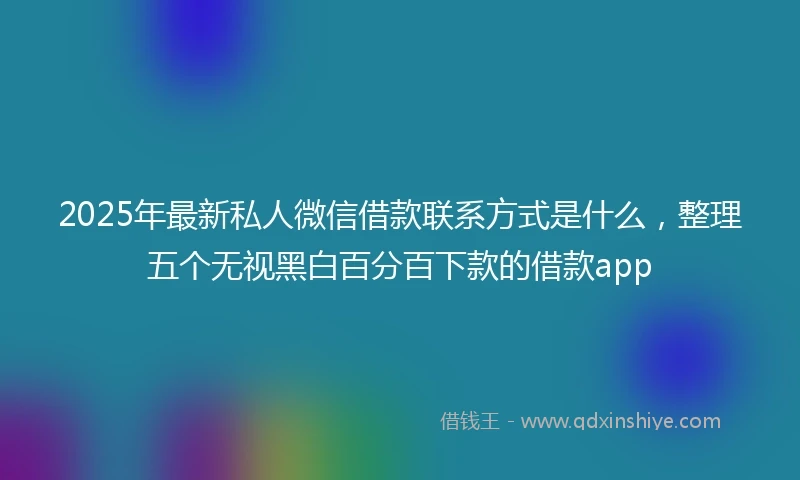 2025年最新私人微信借款联系方式是什么，整理五个无视黑白百分百下款的借款app