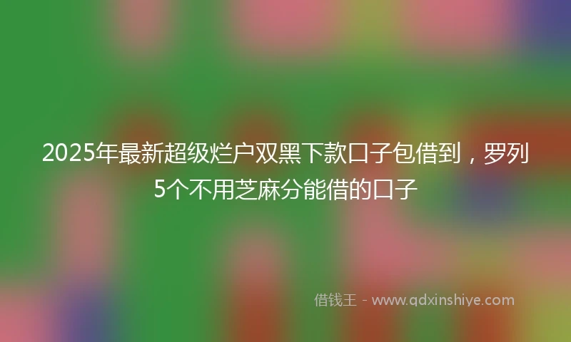 2025年最新超级烂户双黑下款口子包借到，罗列5个不用芝麻分能借的口子
