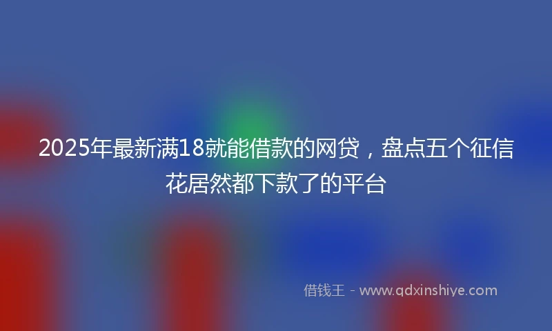2025年最新满18就能借款的网贷，盘点五个征信花居然都下款了的平台