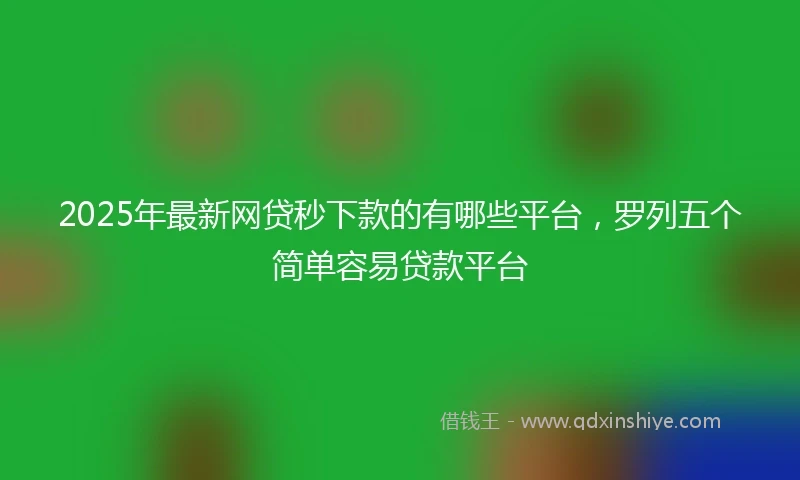 2025年最新网贷秒下款的有哪些平台，罗列五个简单容易贷款平台