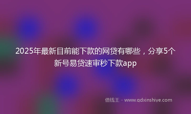 2025年最新目前能下款的网贷有哪些，分享5个新号易贷速审秒下款app